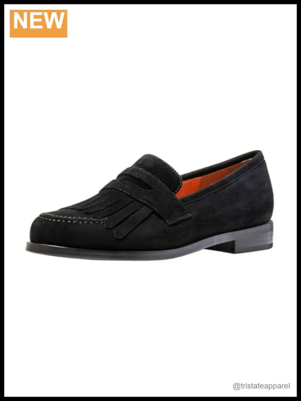 Suede Fringe Loafer Low Block Heel Slip Resistant Round Toe Pull On